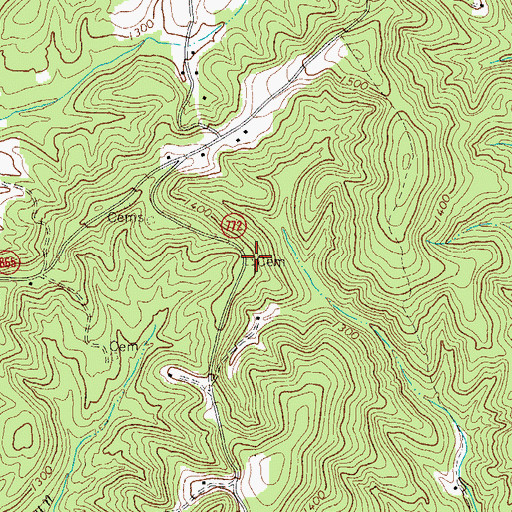 Topographic Map of Carter Cemetery, VA