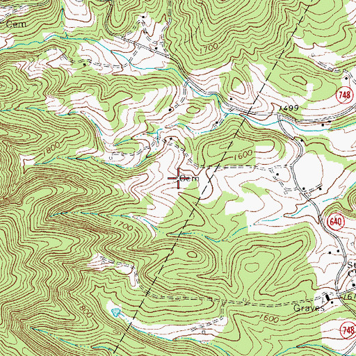 Topographic Map of Guilliams Cemetery, VA