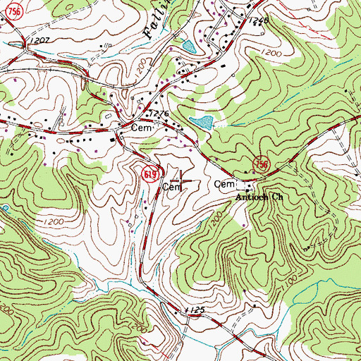 Topographic Map of Helms-Dyer Cemetery, VA