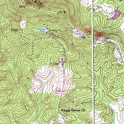 Topographic Map of Hodges-Love Cemetery, VA