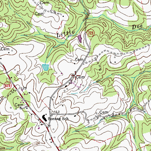 Topographic Map of Lavinder Cemetery, VA
