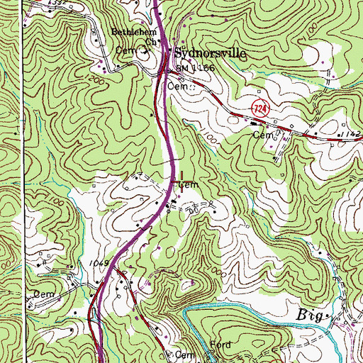 Topographic Map of Lavinder-Garvin-Woods Cemetery, VA