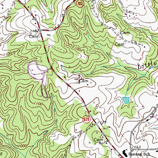 Topographic Map of Law-Cooper Cemetery, VA
