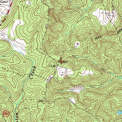 Topographic Map of Love Cemetery, VA