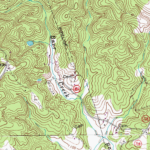 Topographic Map of Love Cemetery, VA