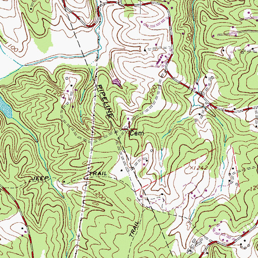 Topographic Map of Menefee Cemetery, VA