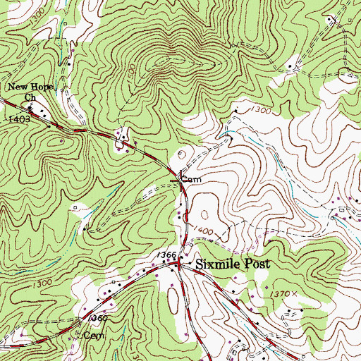 Topographic Map of Minton Cemetery, VA