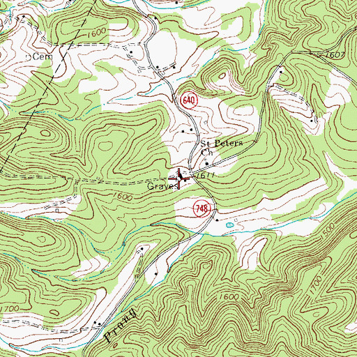 Topographic Map of Phoebe Needles Cemetery, VA