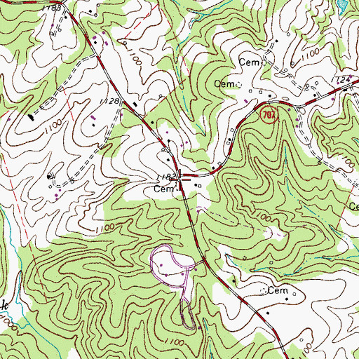 Topographic Map of Pinckard-Tyree Cemetery, VA