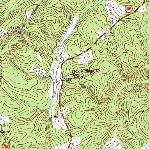 Topographic Map of Rock Ridge Cemetery, VA