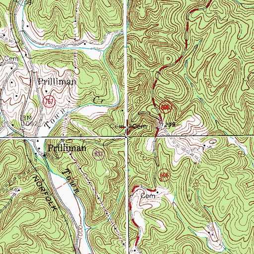 Topographic Map of Sigmon Cemetery, VA