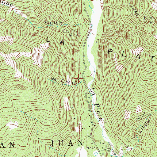 Topographic Map of Bay City Gulch, CO