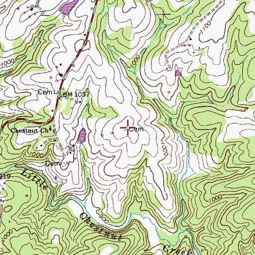 Topographic Map of Tyree-Houston Cemetery, VA