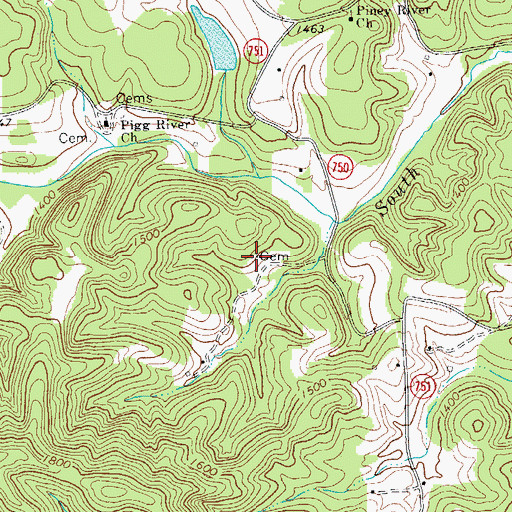 Topographic Map of Willis Cemetery, VA