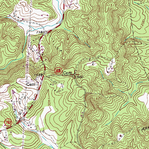 Topographic Map of Young Cemetery, VA