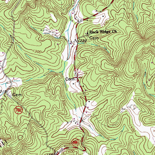 Topographic Map of Young Cemetery, VA