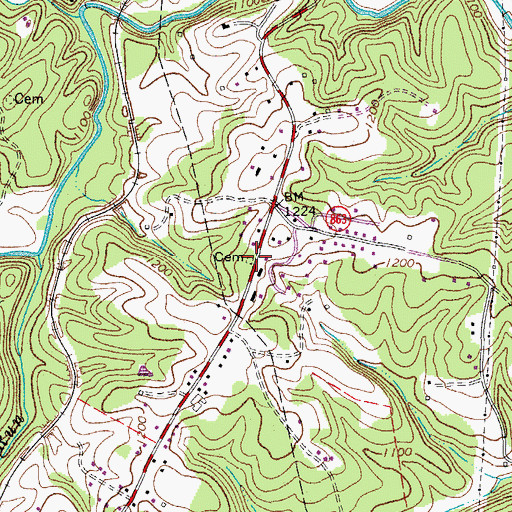 Topographic Map of Young Cemetery, VA