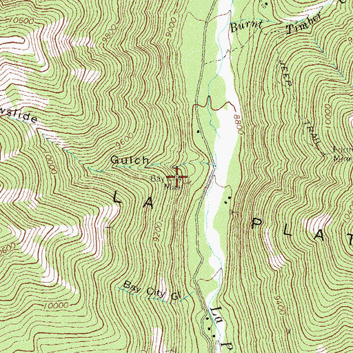 Topographic Map of Bay City Mine, CO