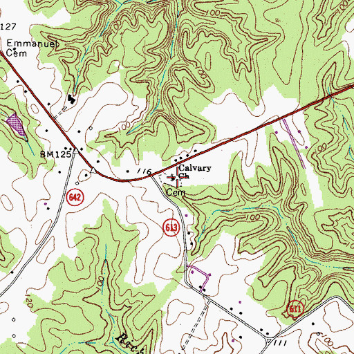 Topographic Map of Calvary Cemetery, VA