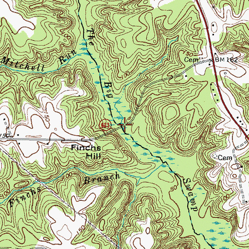 Topographic Map of Finchs Bridge, VA