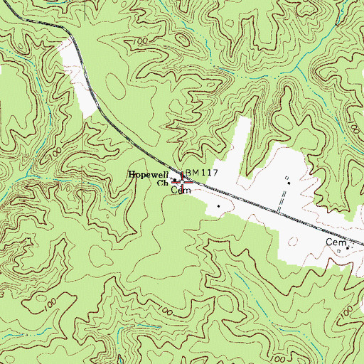 Topographic Map of Hopewell Cemetery, VA