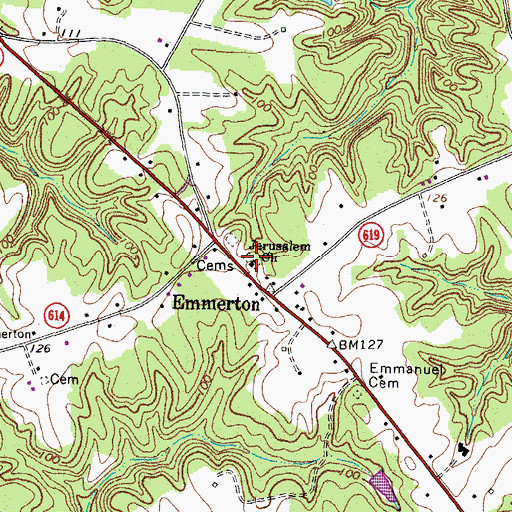 Topographic Map of Jerusalem Cemetery, VA