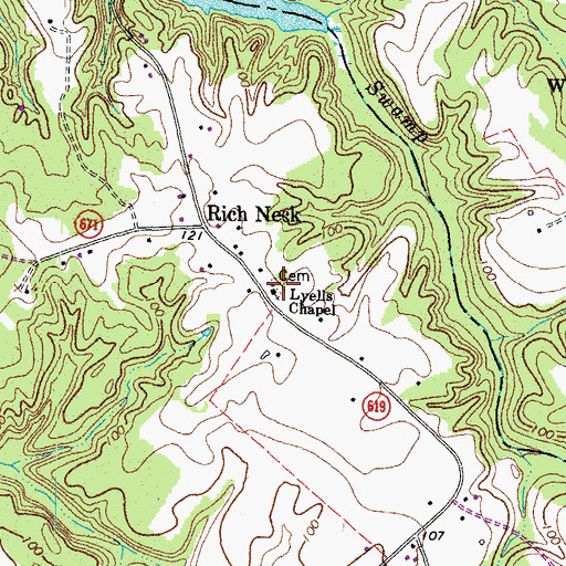 Topographic Map of Lyells Chapel Cemetery, VA