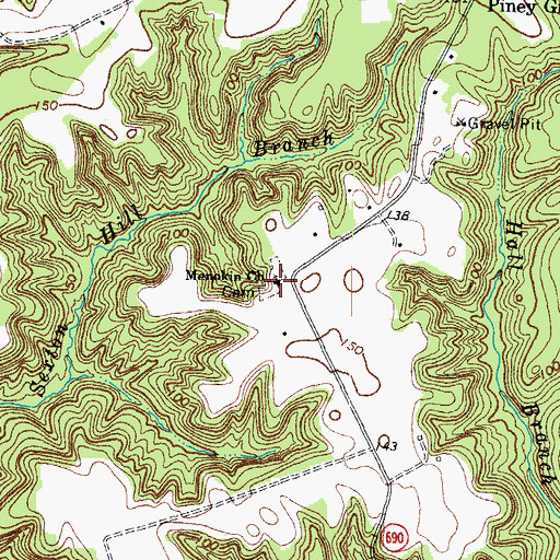 Topographic Map of Menokin Cemetery, VA