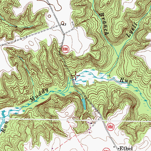 Topographic Map of Menokin Mill (historical), VA