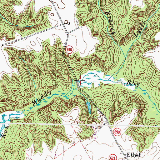 Topographic Map of Menokin Millpond (historical), VA