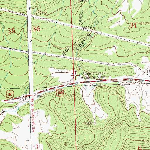 Topographic Map of Cherry Creek Campground, CO
