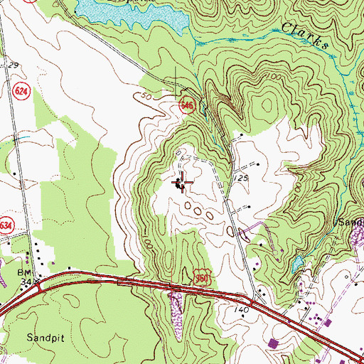Topographic Map of Mount Airy Plantation, VA