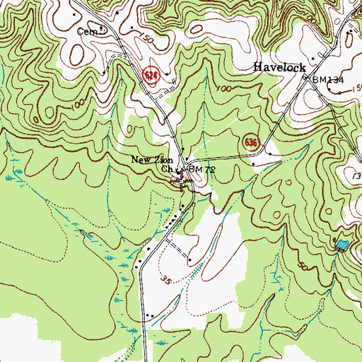 Topographic Map of New Zion Cemetery, VA