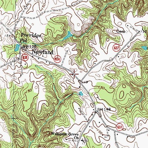 Topographic Map of Newland School (historical), VA