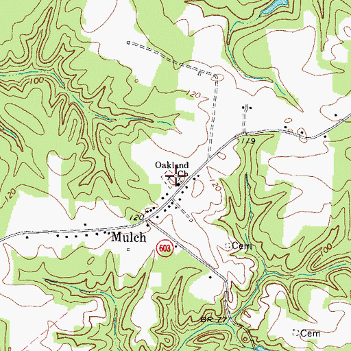 Topographic Map of Oakland Cemetery, VA