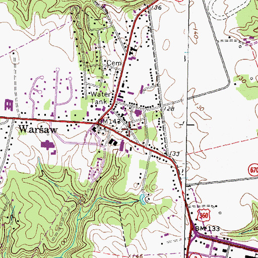 Topographic Map of Saint Johns Episcopal Church, VA