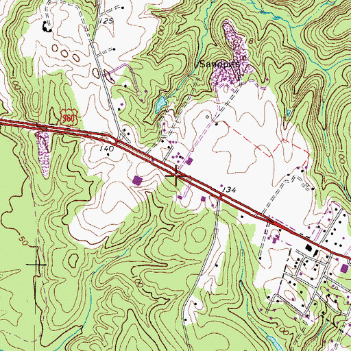 Topographic Map of Turners School (historical), VA