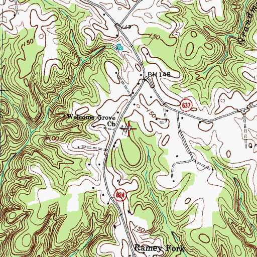 Topographic Map of Welcome Grove Baptist Church Cemetery, VA