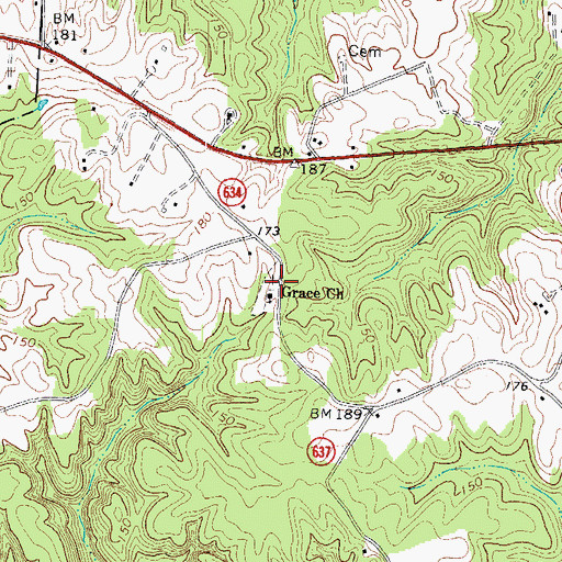 Topographic Map of Grace Cemetery, VA