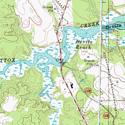 Topographic Map of Mattox Bridge, VA