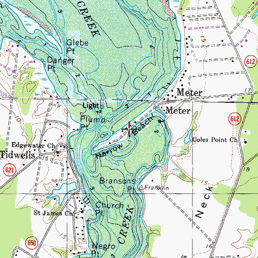 Topographic Map of Narrow Beach, VA