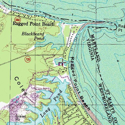 Topographic Map of Pond-A-River Marina, VA