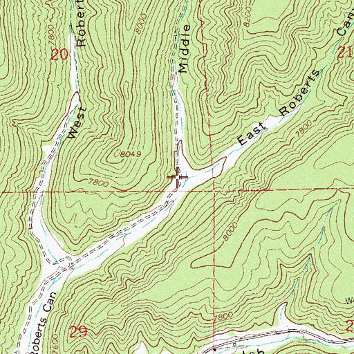Topographic Map of Middle Roberts Canyon, CO