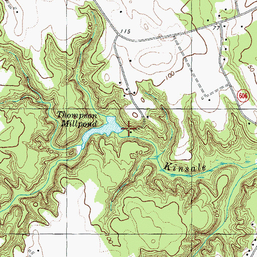 Topographic Map of Thompson Mill (historical), VA