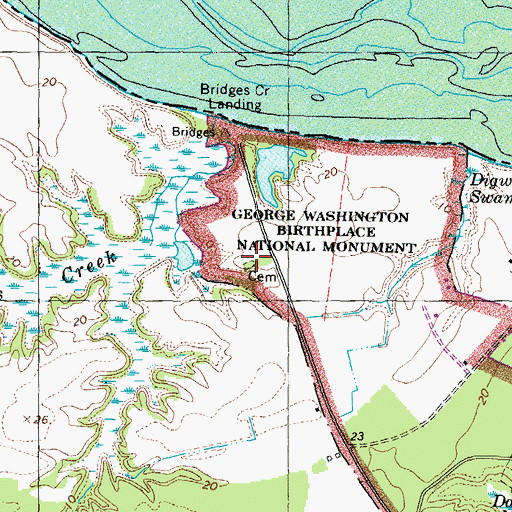 Topographic Map of Washington Cemetery, VA
