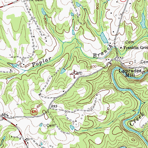 Topographic Map of Amos Cemetery, VA