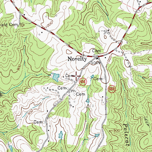 Topographic Map of Arthur Cemetery, VA