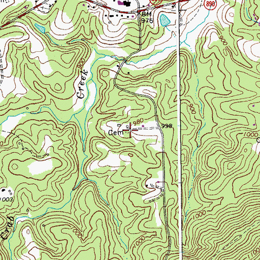 Topographic Map of Belcher Cemetery, VA