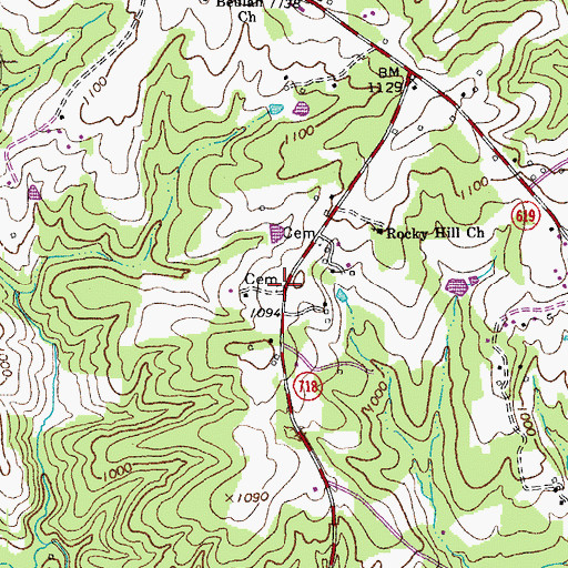 Topographic Map of Bousman-Johnson Cemetery, VA