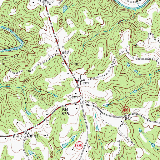 Topographic Map of Brown Cemetery, VA